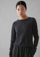 Wool Cashmere Neat Sweater | Charcoal