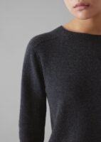 Wool Cashmere Neat Sweater | Charcoal