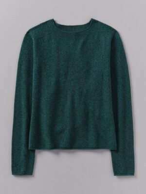 Wool Cashmere Neat Sweater | Forest Marl