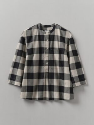 Macro Gingham Cotton Cashmere Shirt | Onyx/Ecru