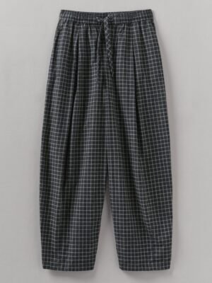 Minako Graph Check Cotton Cashmere Pants | Slate