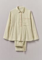 Nova Stripe Flannel Pajamas | Ecru/Celery