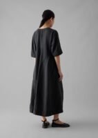 Lyocell Linen Herringbone Panel Dress | Basalt