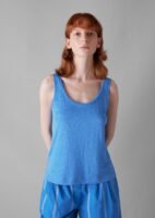 Scoop Neck Linen Jersey Vest | Enamel Blue