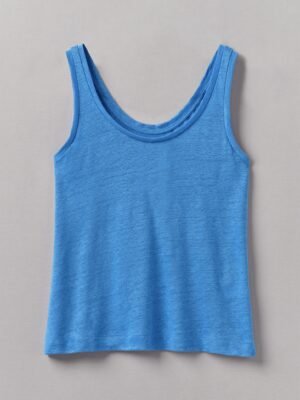 Scoop Neck Linen Jersey Vest | Enamel Blue