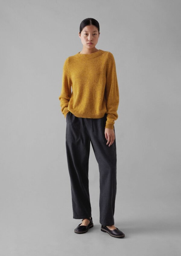 Boat Neck Wool Sweater | Mustard Marl