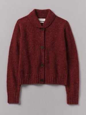 Donegal Wool Round Collar Cardigan | Russet