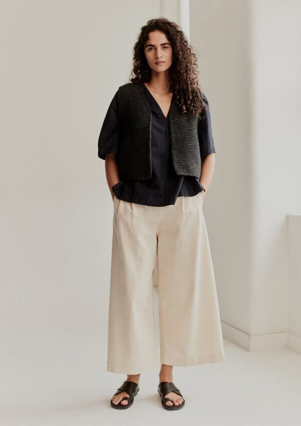 Ecru Denim Pleat Front Pants | Ecru