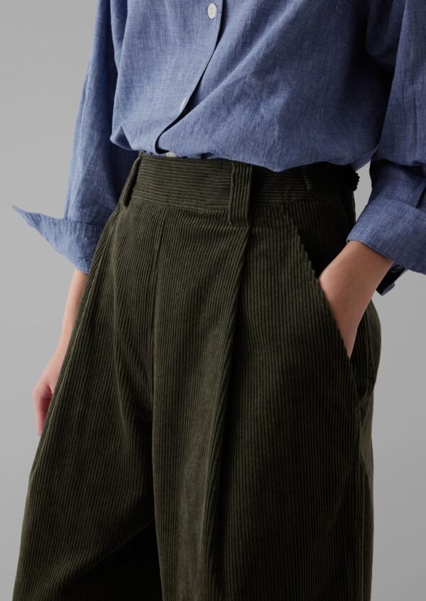 Organic Cord Pleat Front Pants | Seaweed