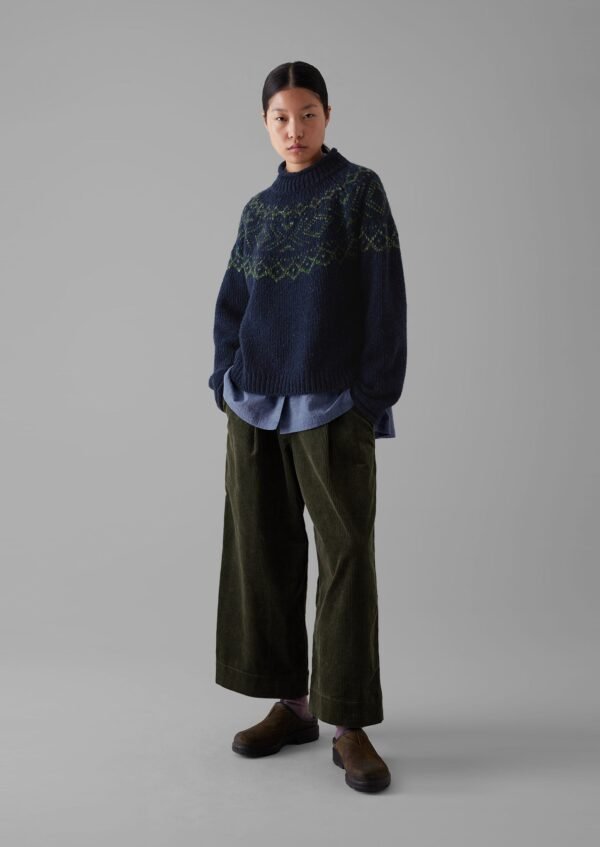 Organic Cord Pleat Front Pants | Seaweed