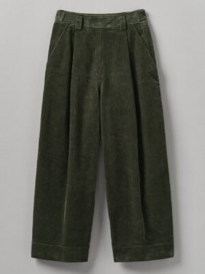 Organic Cord Pleat Front Pants | Seaweed