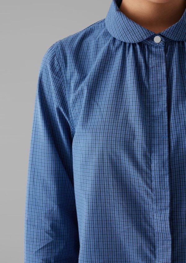 Anja Check Cotton Shirt | Slate/Dark Cornflower