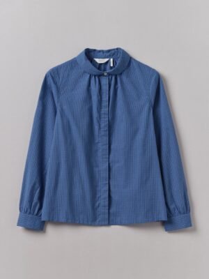 Anja Check Cotton Shirt | Slate/Dark Cornflower